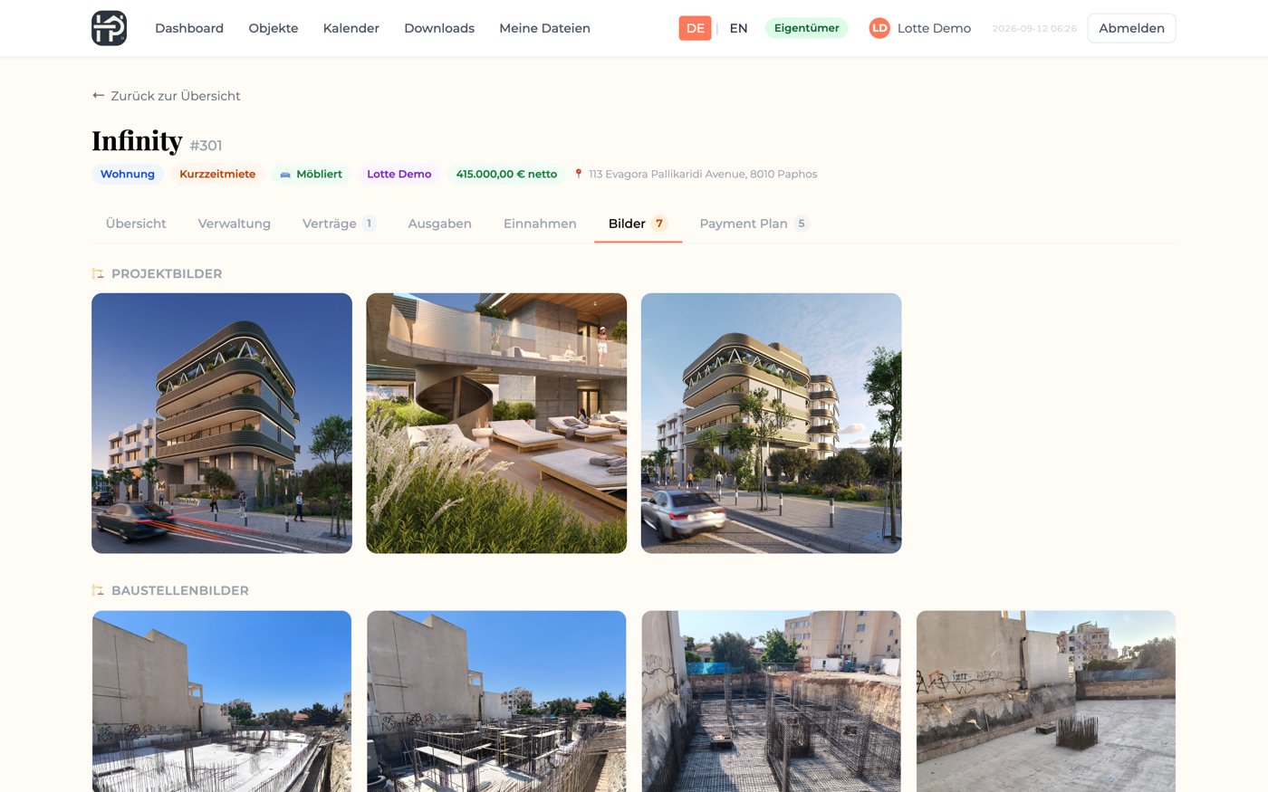 Happy Property App: Baufortschritt mit datierten Fotos